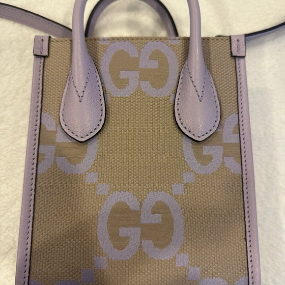 Gucci Tan and Purple Mini Bag with Iconic Monogram - Picture 1 of 8